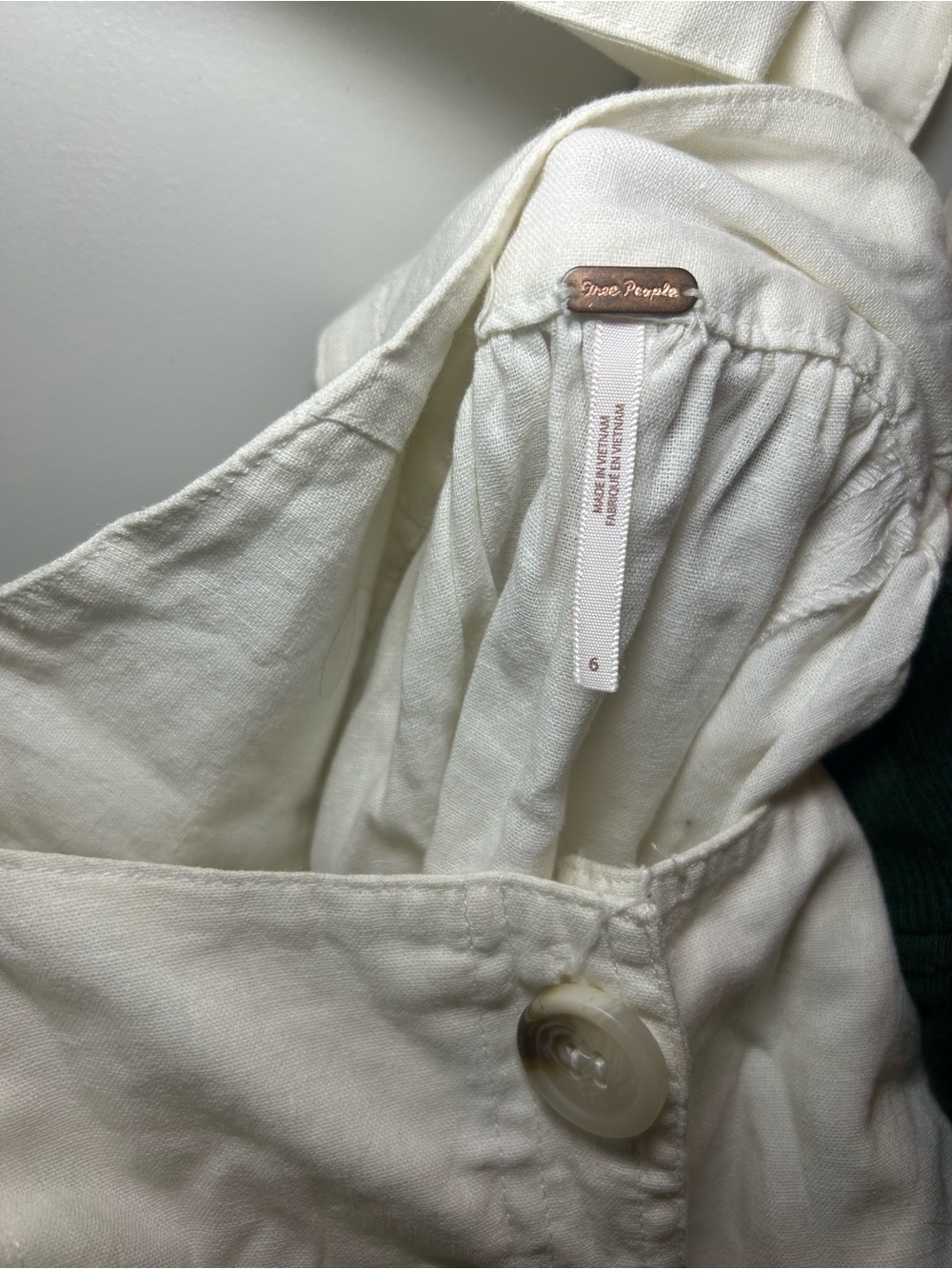 Free People Cream Button-Front Mini Sundress - Picture 3 of 4